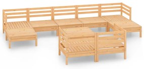 vidaXL Σαλόνι Κήπου Σετ 10 Τεμαχίων από Μασίφ Ξύλο Πεύκου