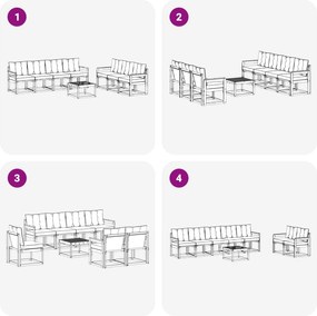 vidaXL Σειρά Καναπέ Εξωτερικού με μαξιλάρι 8 pcs Λευκό και Μπεζ