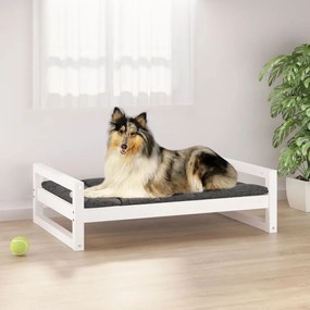Κρεβάτι Σκύλου Λευκό 95,5 x 65,5 x 28 εκ. από Μασίφ Ξύλο Πεύκου - Λευκό