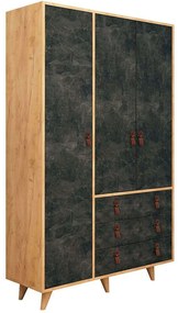 Ντουλάπα Τρίφυλλη Chunky 811MDD4903 120x52x187cm Oak-Dark Grey Three Door