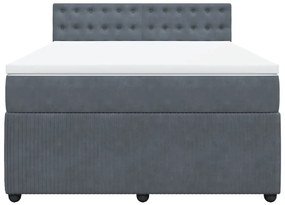 vidaXL Κρεβάτι Boxspring με Στρώμα Σκούρο Γκρι 140x200 εκ. Βελούδινο