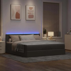 vidaXL Οθωμανικό κρεβάτι με στρώμα & LEDs Taupe 180x200cm ύφασμα