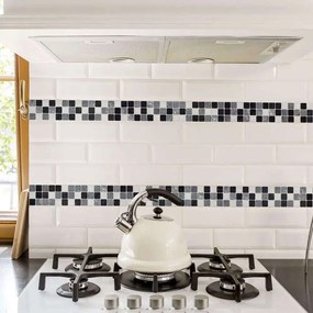 Αυτοκόλλητα Πλακάκια Τοίχου Tile Black &amp; White (Σετ 2Τμχ) 31313 30x30x0,05cm Black-White Ango Pet