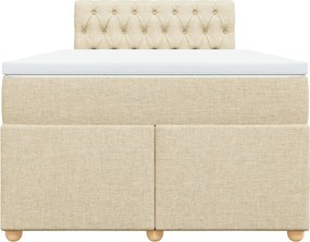 vidaXL Κρεβάτι Boxspring με Στρώμα Κρεμ 120x200 εκ. Υφασμάτινο
