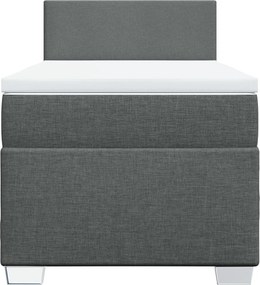 vidaXL Κρεβάτι Boxspring με Στρώμα Σκούρο Γκρι 90x190 εκ. Υφασμάτινο