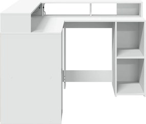 vidaXL Γραφείο με LED Λευκό 130x130x91 εκ. από Επεξεργασμένο Ξύλο