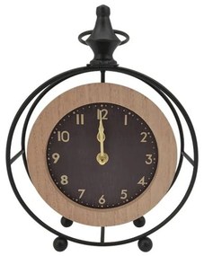 Ρολόι Επιτραπέζιο 125-124-361 21x7x28cm Black-Brown Mdf,Μέταλλο