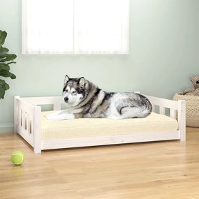Κρεβάτι Σκύλου Λευκό 105,5x75,5x28 εκ. από Μασίφ Ξύλο Πεύκου
