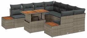 vidaXL Σέτ φαγητού για κήπο 9 pcs Γκρι, Καφέ 100 x 55 x 73 εκ
