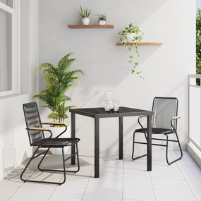 vidaXL Σετ 3 Τεμαχίων Τραπεζαρία Κήπου Μαύρο PVC Ράτταν