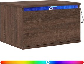 vidaXL Κομοδίνα Επιτοίχια με Φώτα LED 2 τεμ. Καφέ Δρυς