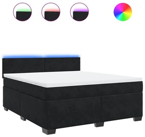 vidaXL Κρεβάτι Boxspring με Στρώμα Μαύρο 180x200 εκ. Βελούδινο