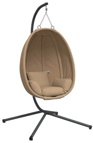 vidaXL Πολυθρόνα Egg Κρεμαστή με Βάση Taupe Συνθ. Ρατάν / Ατσάλι