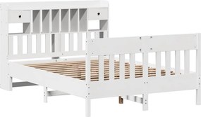 vidaXL Σκελετός Κρεβ. Χωρίς Στρώμα Λευκό 140x200 εκ Μασίφ Πεύκο