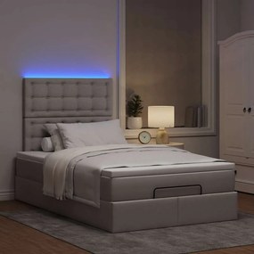 vidaXL Οθωμανικό κρεβάτι με στρώμα &amp; LEDs Taupe 120x190cm ύφασμα