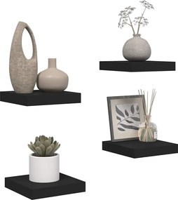 vidaXL Ράφια Τοίχου 4 τεμ. Μαύρα 23x23,5x3,8 εκ. MDF