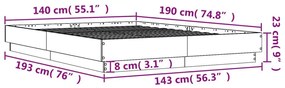 Πλαίσιο Κρεβατιού Καπνιστή Δρυς 140x190 εκ. Επεξεργασμένο Ξύλο - Καφέ