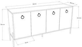 Μπουφές Twely μελαμίνης καρυδί-μαύρο 160x40,5x79εκ