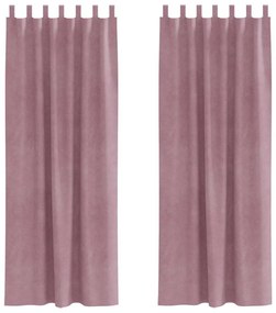 vidaXL Κουρτίνες με κουρτίνες 2 pcs Σκούρο ροζ 140 x 245 cm Βελούδο