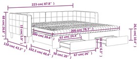 Καναπές Κρεβάτι Συρόμενος Αν. Γκρι 100x200εκ Βελούδο &amp; Συρτάρια - Γκρι