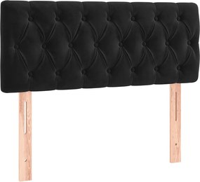 vidaXL Κρεβάτι Boxspring με Στρώμα Μαύρο 90x190 εκ. Βελούδινο