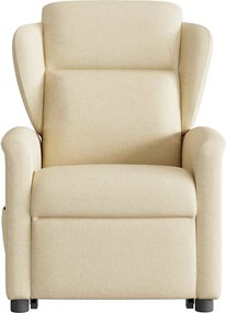 vidaXL Πολυθρόνα Ηλεκ. Ανακλινόμενη με Ανύψωση Κρεμ Υφασμάτινη