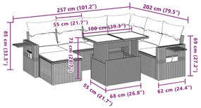 Σαλόνι Κήπου Σετ 8 Τεμαχίων Καφέ Συνθετικό Ρατάν με Μαξιλάρια - Καφέ