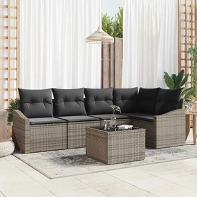 vidaXL Σετ Καναπέ Κήπου 6 pcs Γκρι Πολυ ράταν