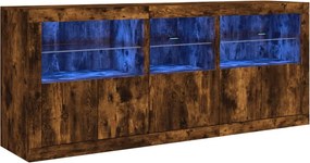 vidaXL Ντουλάπι με LED Καπνιστή Δρυς 162x37x67 εκ.