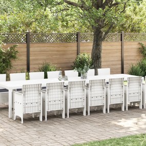 vidaXL Σερβίτσιο Κήπου 15 pcs Λευκό Μεγάλο Ρατάν