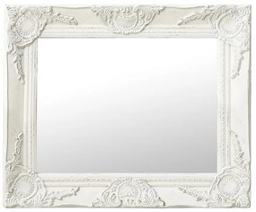 Καθρέφτης Τοίχου με Μπαρόκ Στιλ Λευκός 50 x 40 εκ.