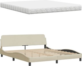 vidaXL Κρεβάτι με Στρώμα Hanko Κρεμ 180x200 εκ. Υφασμάτινο