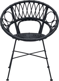 vidaXL Καρέκλα τραπεζαρίας 2 pcs Καλάμι και Σίδερο Μαύρο