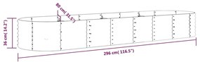 vidaXL Ζαρντινιέρα Καφέ 296x80x36 εκ. Ατσάλι με Ηλεκτρ. Βαφή Πούδρας