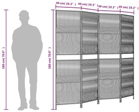 Διαχωριστικό Δωματίου 4 Πάνελ Μαύρο από Συνθετικό Ρατάν - Μαύρο