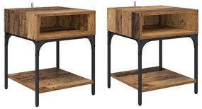 vidaXL Κομοδίνο 2 pcs Παλιό ξύλο 40 x 40 x 50 cm Επεξεργασμένο ξύλο