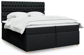 vidaXL Κρεβάτι Boxspring με Στρώμα Μαύρο 200x200 εκ. Υφασμάτινο