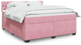 vidaXL Κρεβάτι Boxspring με Στρώμα Ροζ 180x200 εκ. Βελούδινο