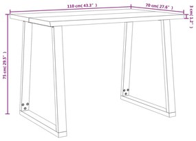 Τραπεζαρία με Live Edge 110x70x75 εκ. από Μασίφ Ξύλο Ακακίας - Καφέ