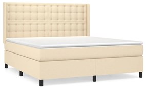 vidaXL Κρεβάτι Boxspring με Στρώμα Κρεμ 180x200 εκ. Υφασμάτινο