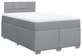 vidaXL Κρεβάτι Boxspring με Στρώμα Ανοιχτό Γκρι 120x200 εκ. Υφασμάτινο