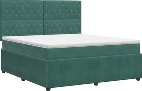 vidaXL Κρεβάτι box spring με στρώμα Σκούρο Πράσινο 140 x 190 cm