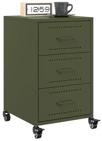 vidaXL Κομοδίνο Πράσινο Λαδί 36x39x59 εκ. από Χάλυβα