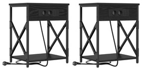 vidaXL Κομοδίνο 2 pcs Μαύρη δρυς 41 x 31 x 51 εκ. Επεξεργασμένο ξύλο