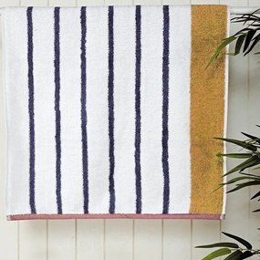 Πετσέτα Drake 03 White-Mustard-Pink Kentia Προσώπου 50x90cm 100% Cotton