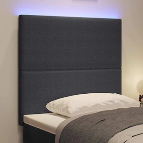 vidaXL LED κεφαλάρι Σκούρο Γκρι 100 cm Υφασμάτινο Κορντουρά