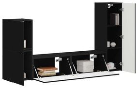 vidaXL Σετ επίπλου τηλεόρασης Επιτοίχιο 4 pcs Μαύρο Επεξεργασμένο ξύλο