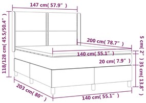 Κρεβάτι Boxspring με Στρώμα Μπλε 140x200 εκ. Υφασμάτινο - Μπλε