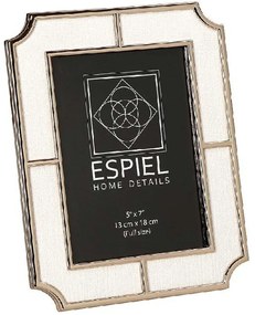 Κορνίζα FAM745 13x18cm White Espiel Μέταλλο,Ύφασμα