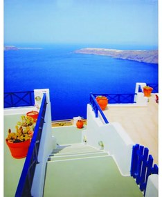 Vekrakis Πίνακας Ξύλινος “Νησιωτική Θέα” 50Χ70X3 Μπλε/Λευκό